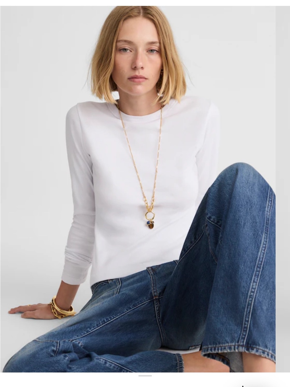 Madewell The '90s Long-Sleeve Tee in Compact Cotton - white